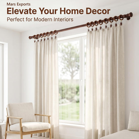 Mars Exports rosewood drapery ring wood grain detail for warm window styling.