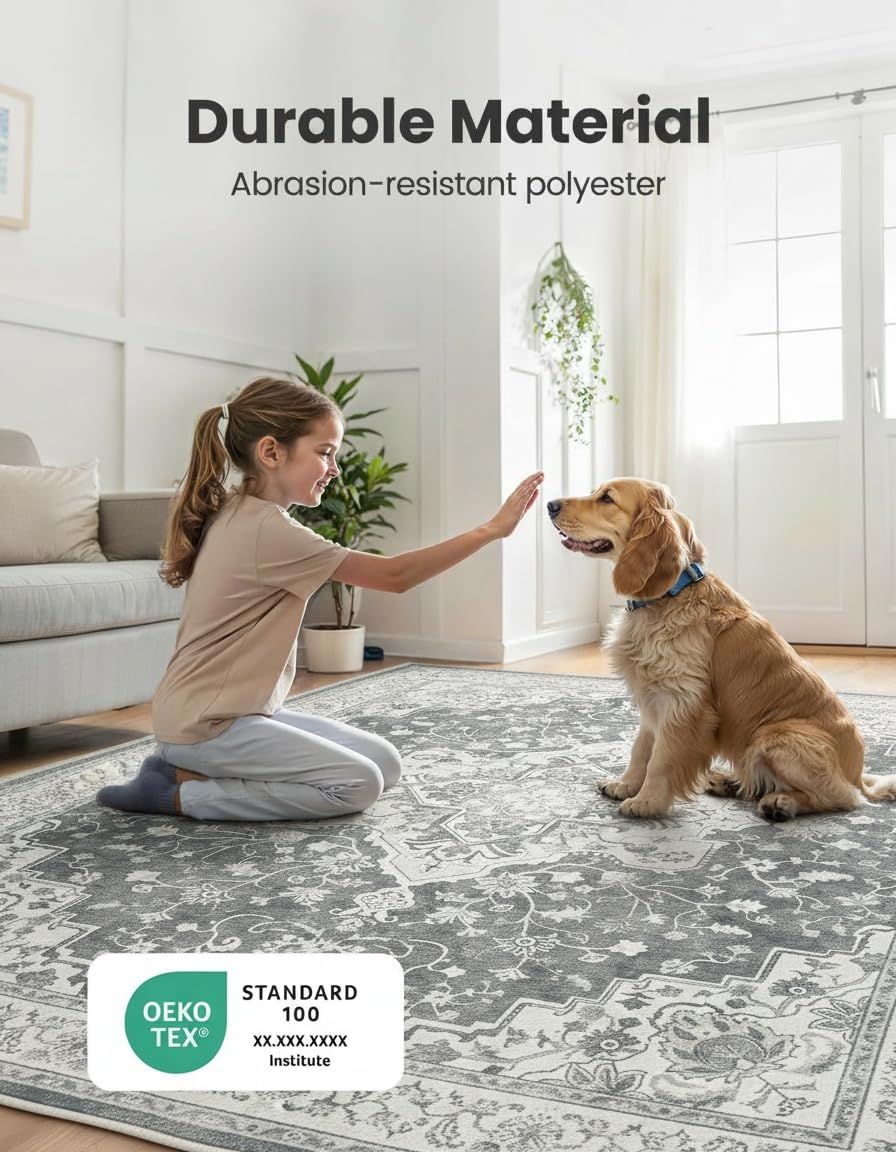 Marsail 8x10 rug is machine washable for convenient refresh.