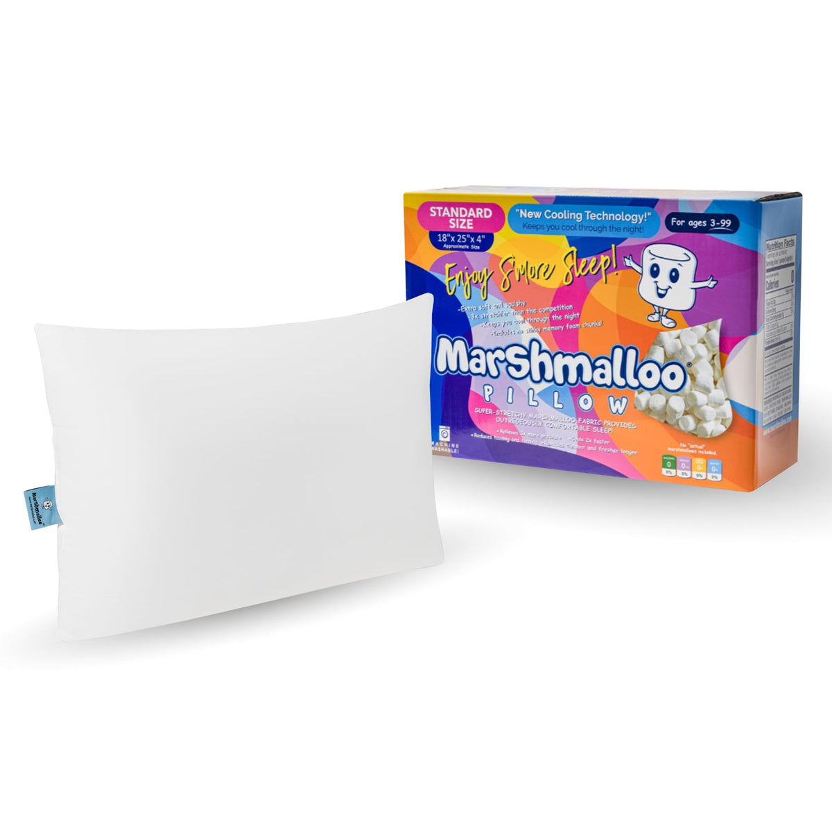 Marshmalloo cooling pillow close-up of ultra-soft fill for lasting neck support.