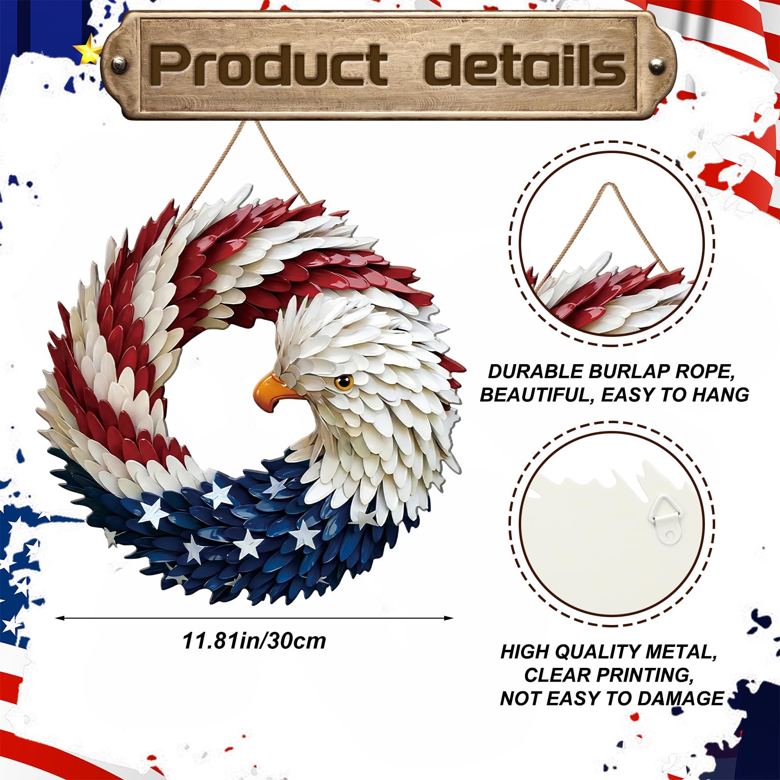 Marsui Independence Day metal decor for doors brings festive color to porches.