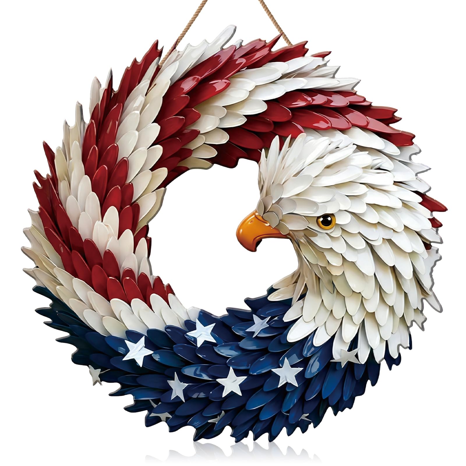 Marsui metal eagle wreath for front door adds lasting patriotic charm for outdoor display.