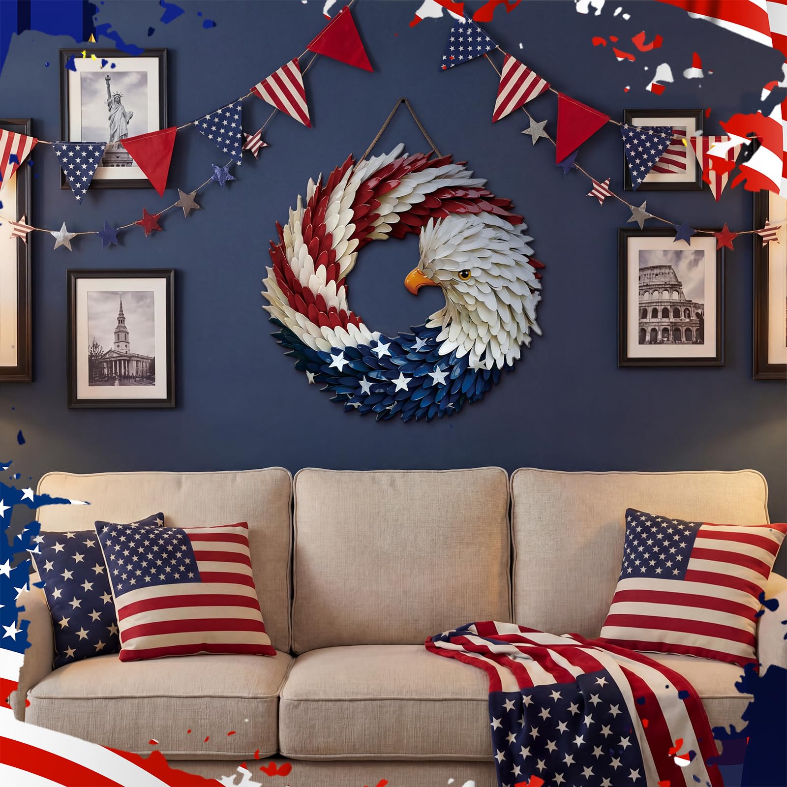 Marsui outdoor patriotic sign resists weather and keeps its colors vivid.