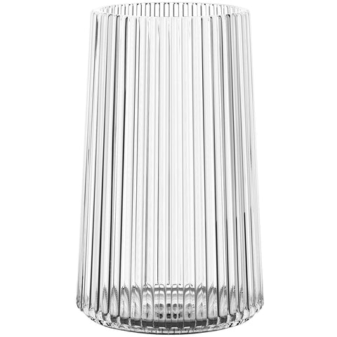 MARTAGE clear glass vase ribbed texture in front view for a modern centerpiece