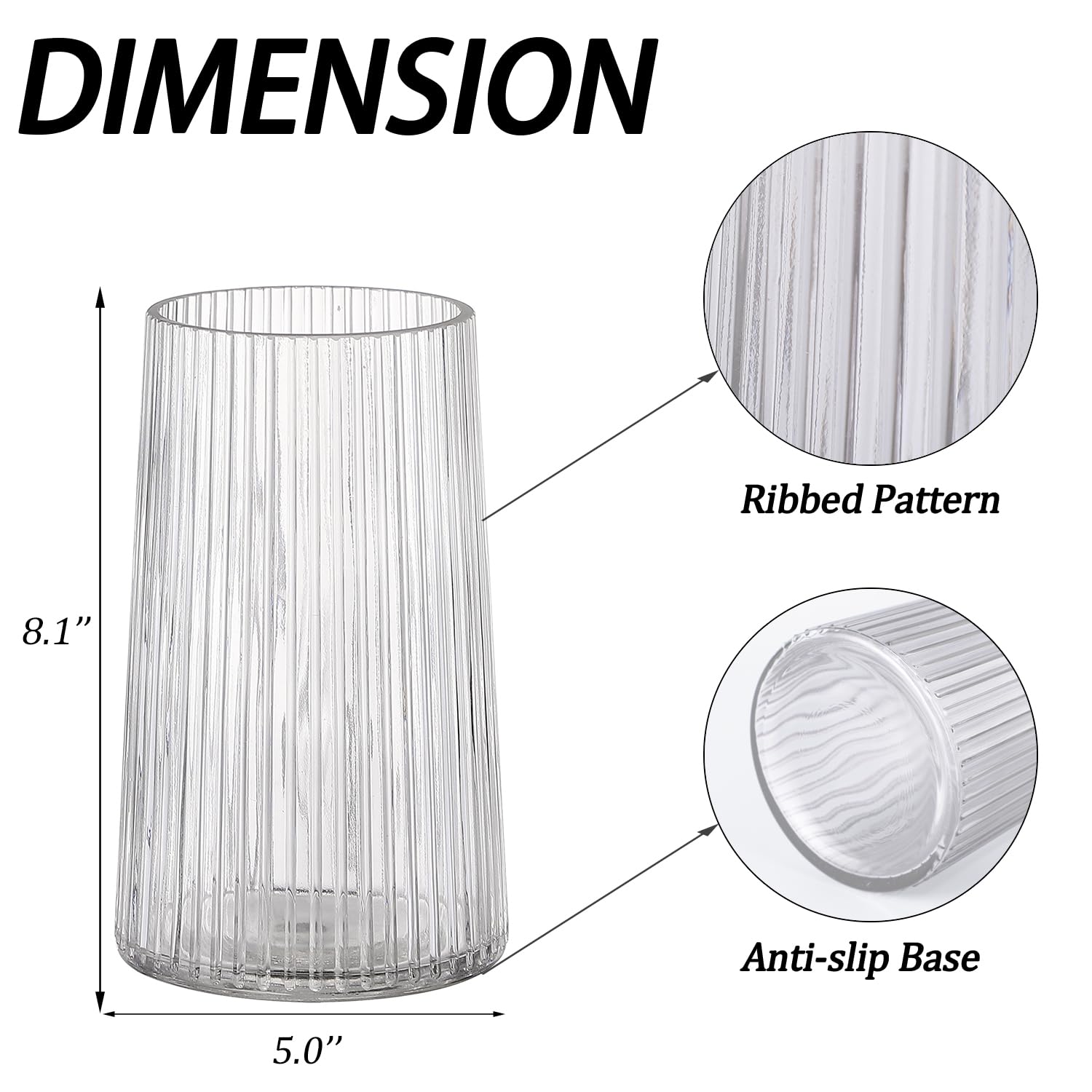 MARTAGE ribbed vase enhances living room styling
