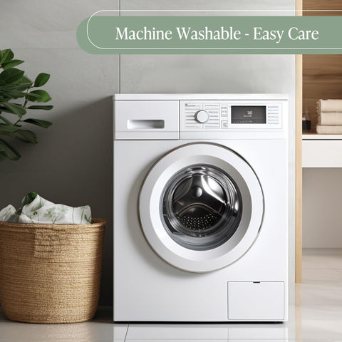 Machine washable care instructions help quick refreshing of Martha Stewart Garden curtain.