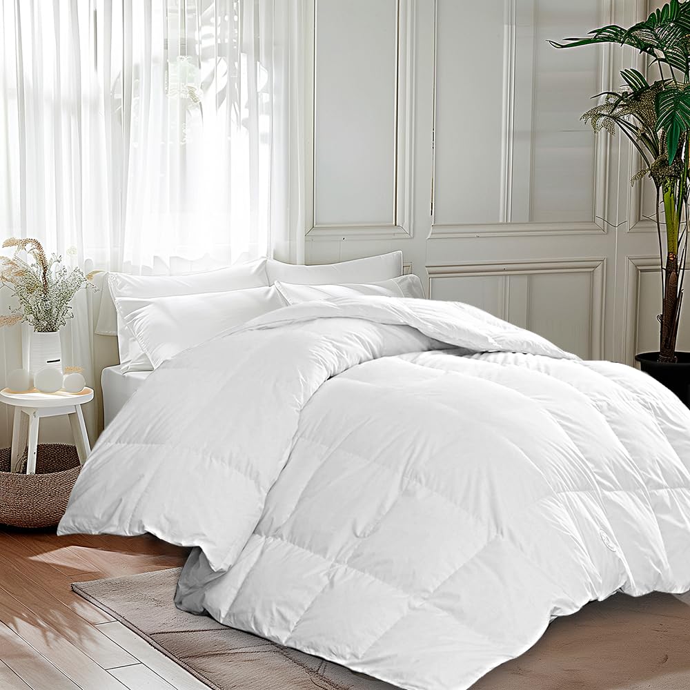 Martha Stewart goose-down fiber comforter queen loft view showing plush warmth