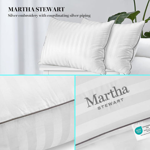 Martha Stewart Hotel Collection Pillow back view emphasizing cooling fabric and shape retention