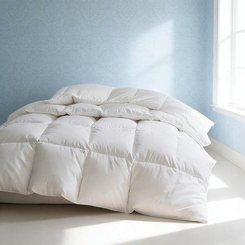 Martha Stewart luxury duvet insert in compact pack ready to unbox for year-round comfort
