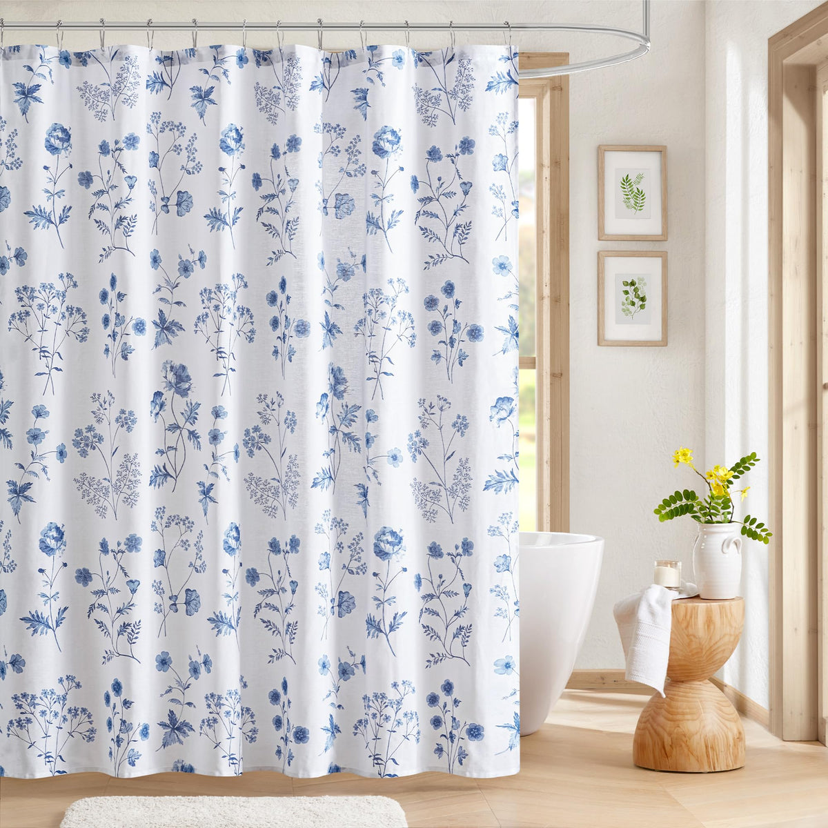 Martha Stewart's Martha's Garden curtain with botanical floral print enhances your bathroom ambiance