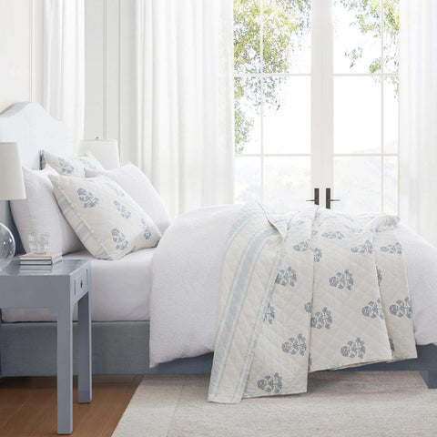 Martha Stewart queen quilt set features classic stitching and durable construction.