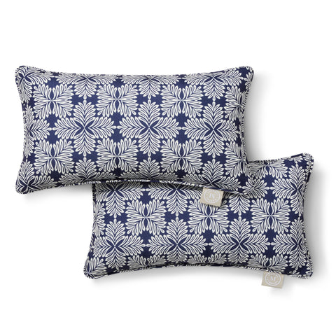 Martha Stewart Tulum lumbar pillow with geometric print brightens indoor and outdoor seating