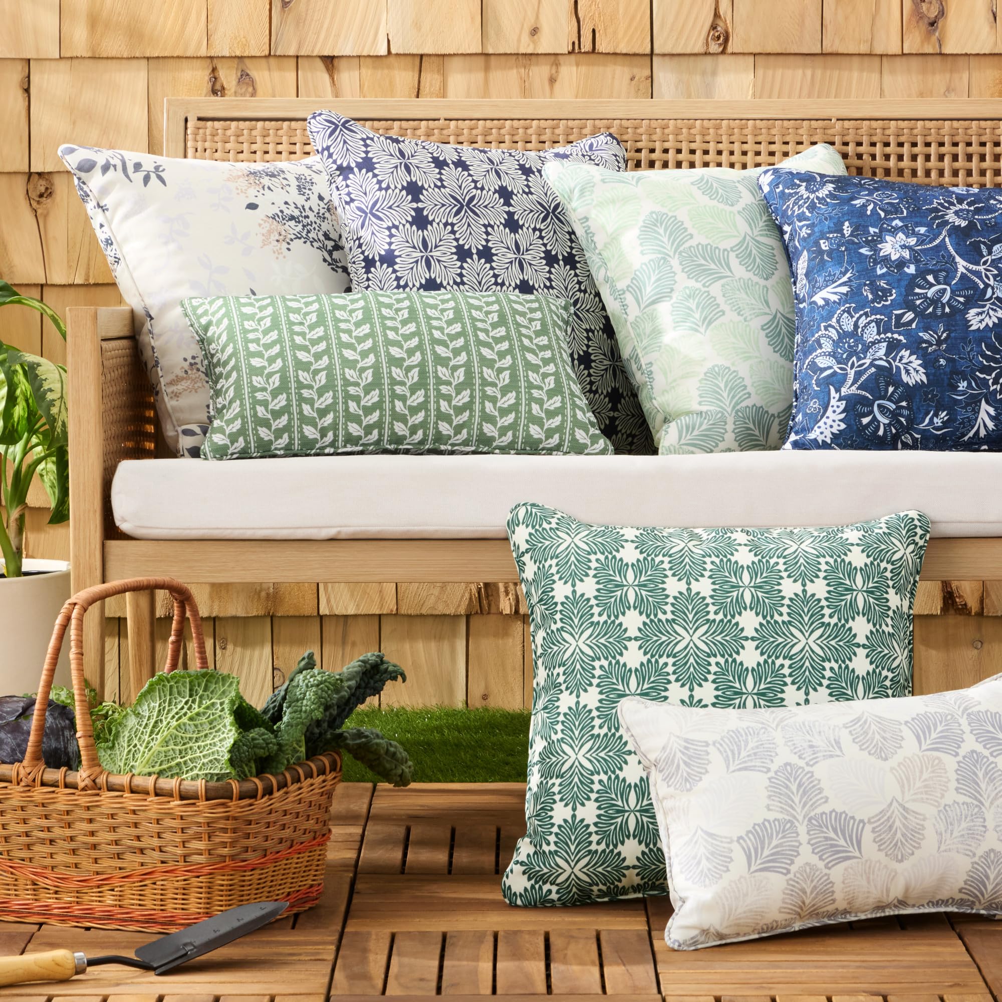 Martha Stewart Tulum pillow fabric showcases UV fade resistance for sunlit spaces