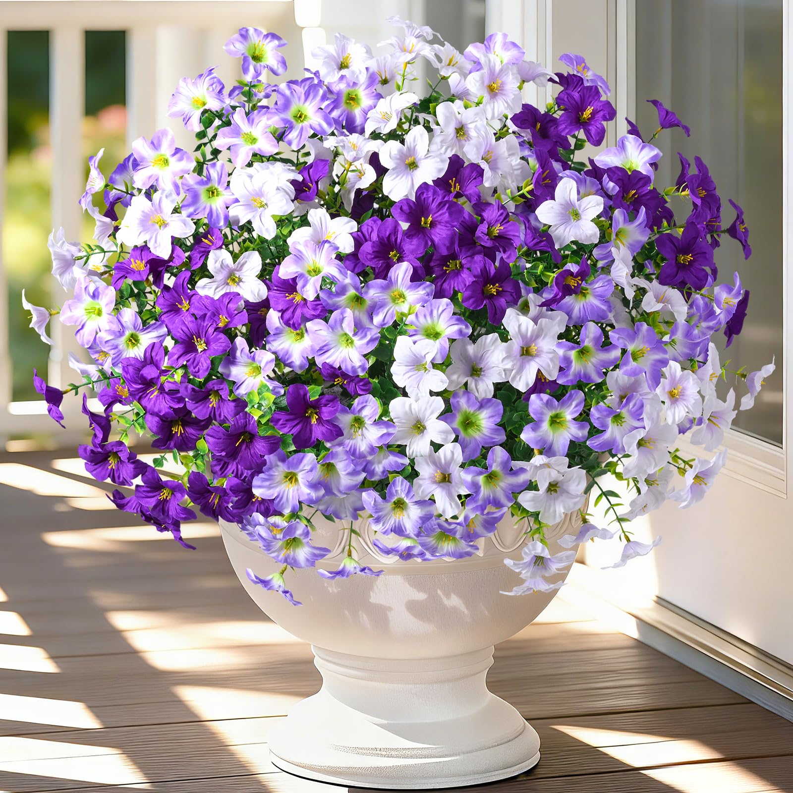 MARTINE MALL 24 Bundles Look Real Outdoor Flowers lifelike petals for patios.