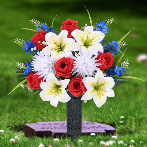 MARTINE MALL artificial cemetery flowers two-bouquets ready for grave display.