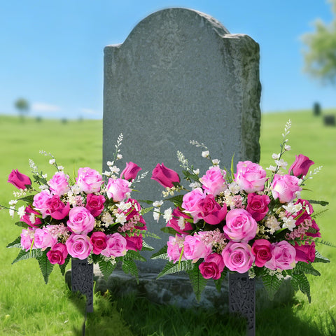 MARTINE MALL realistic silk roses enhance memorial spaces with respectful beauty.