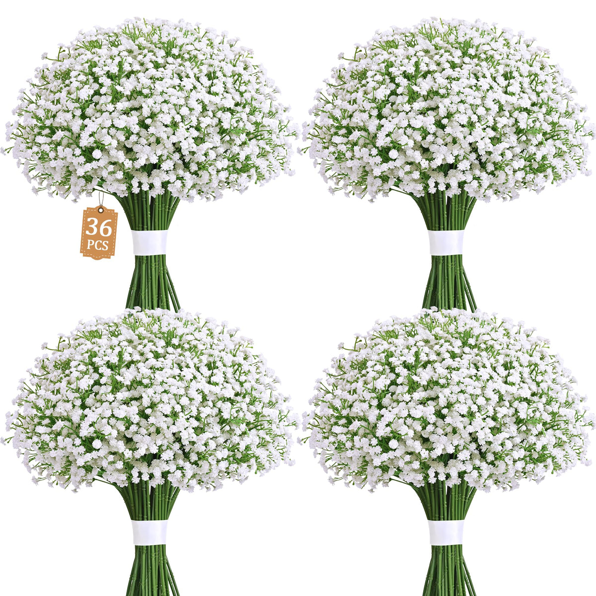 Martine Mall Babys Breath wedding bouquet close-up showing real-touch white blooms