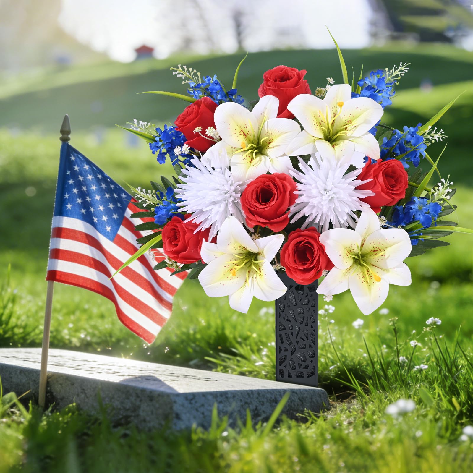 MARTINE MALL durable grave flowers withstand wind and weather.