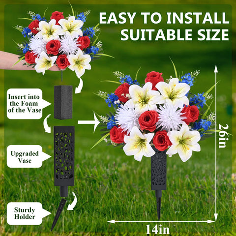 MARTINE MALL easy-assembly grave flowers with hollow vase and sturdy holder.