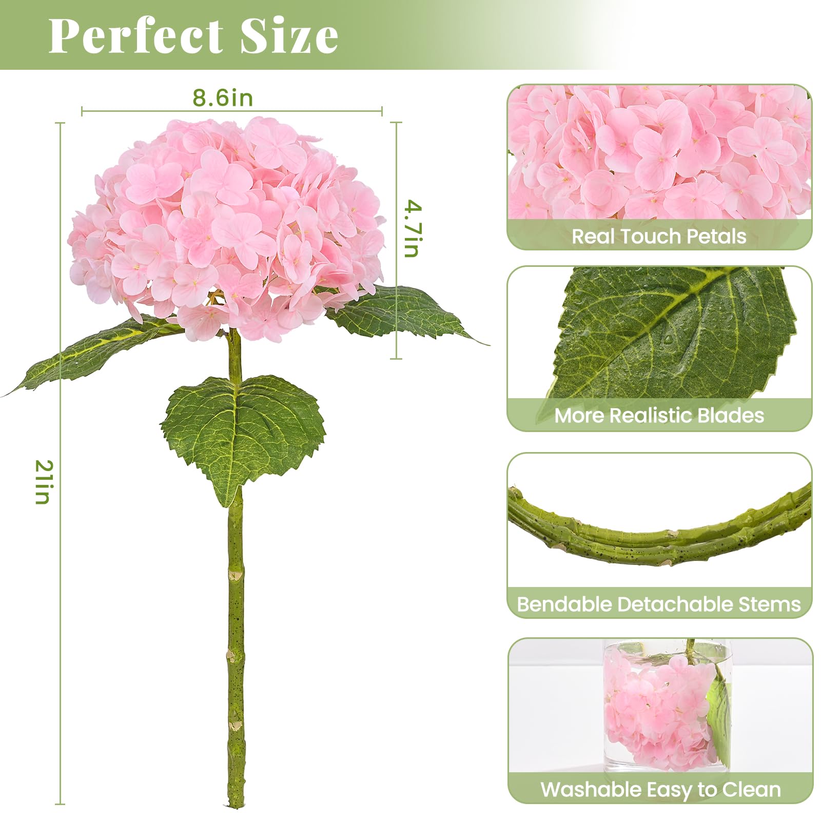 Martine Mall hydrangea 3D printed petals emphasize fuller blooms.