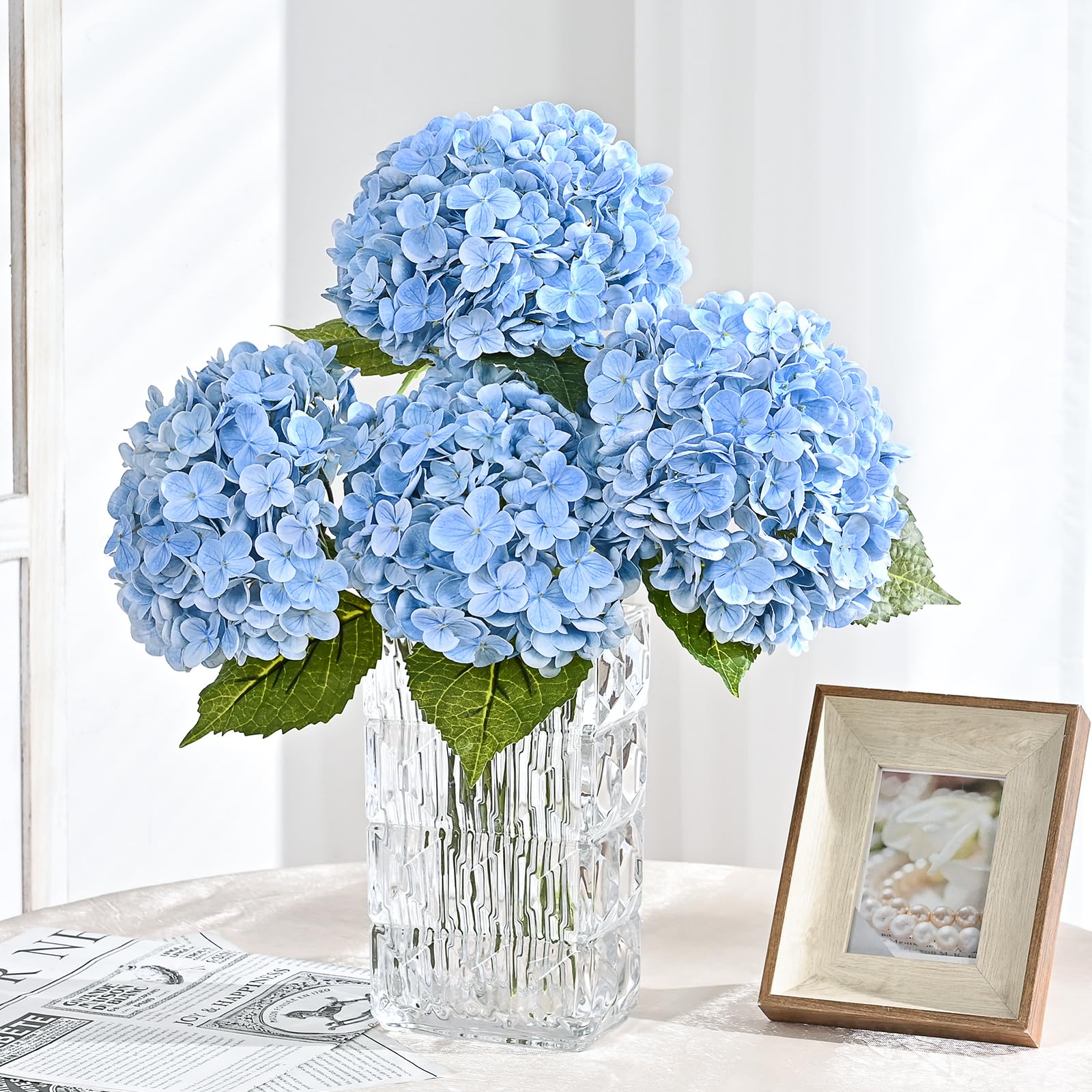 MARTINE MALL hydrangea close-up showing realistic real-touch latex petal texture