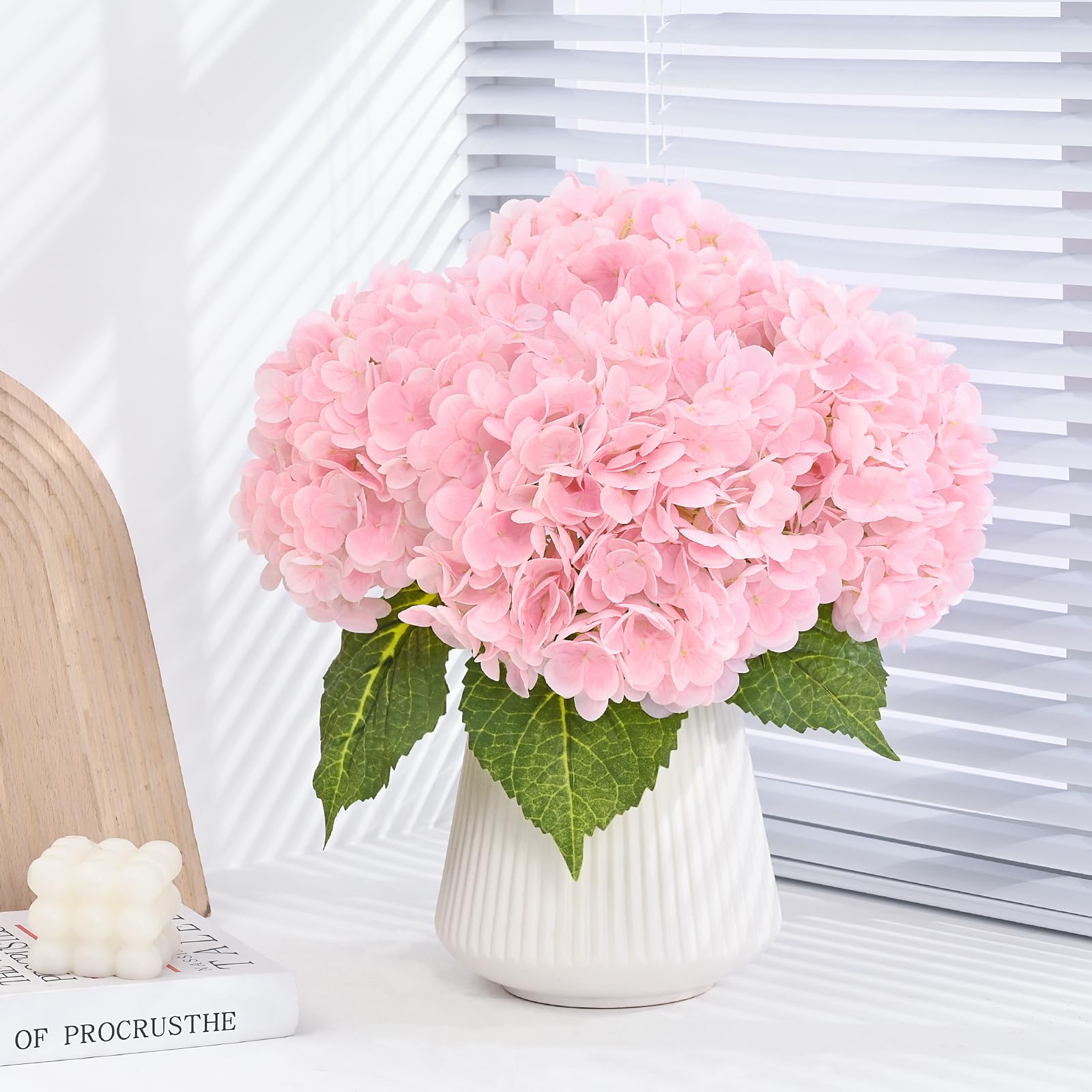 Martine Mall office decor hydrangea adds subtle sophistication.