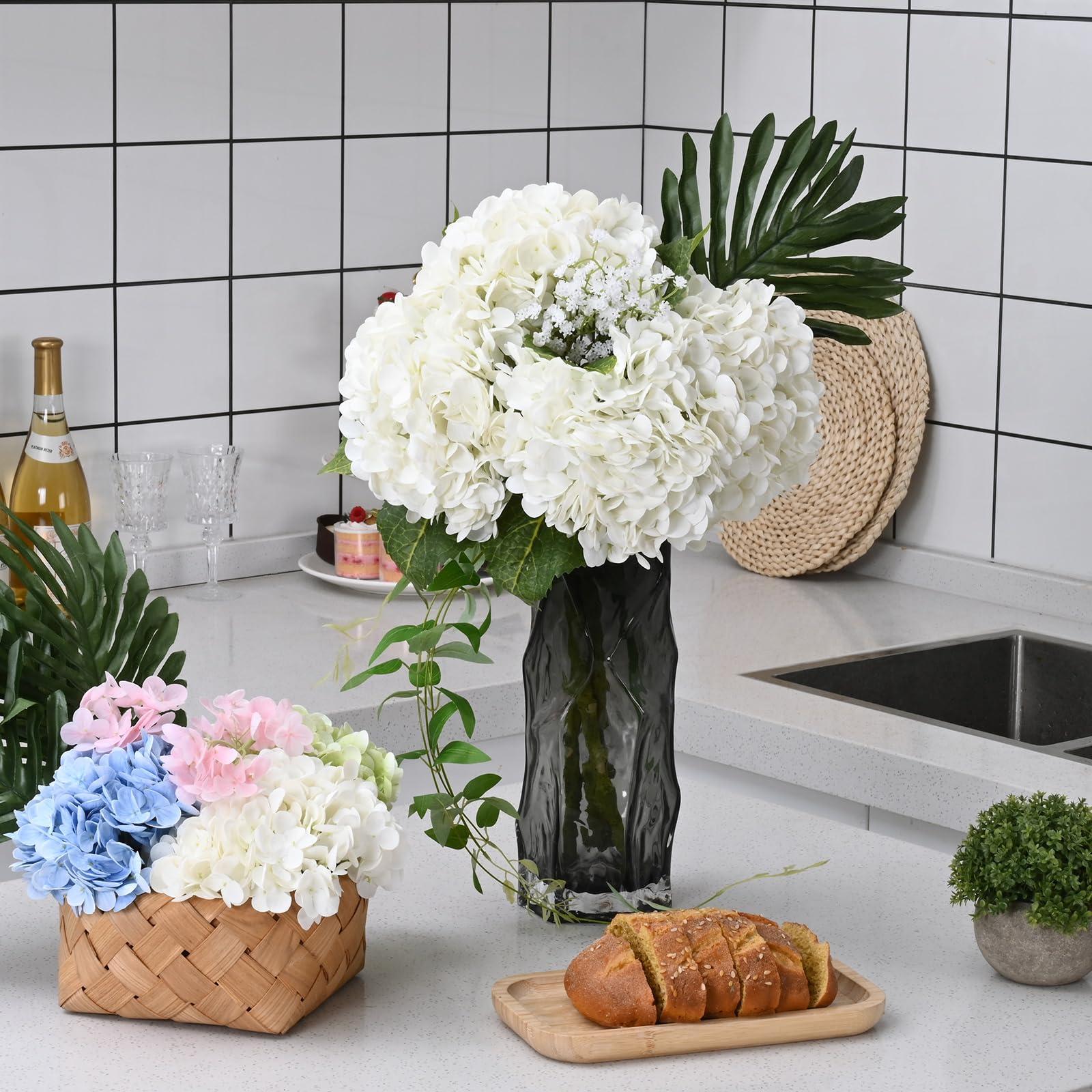 MARTINE MALL durable faux hydrangea with iron wire support