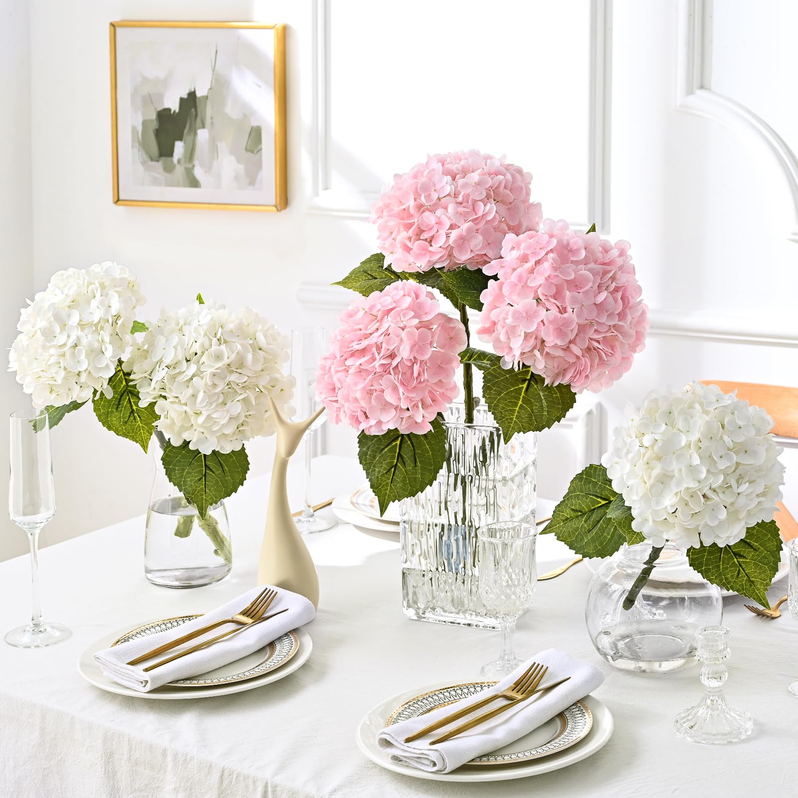 Martine Mall hydrangea stem 21in height offers flexible vase styling.