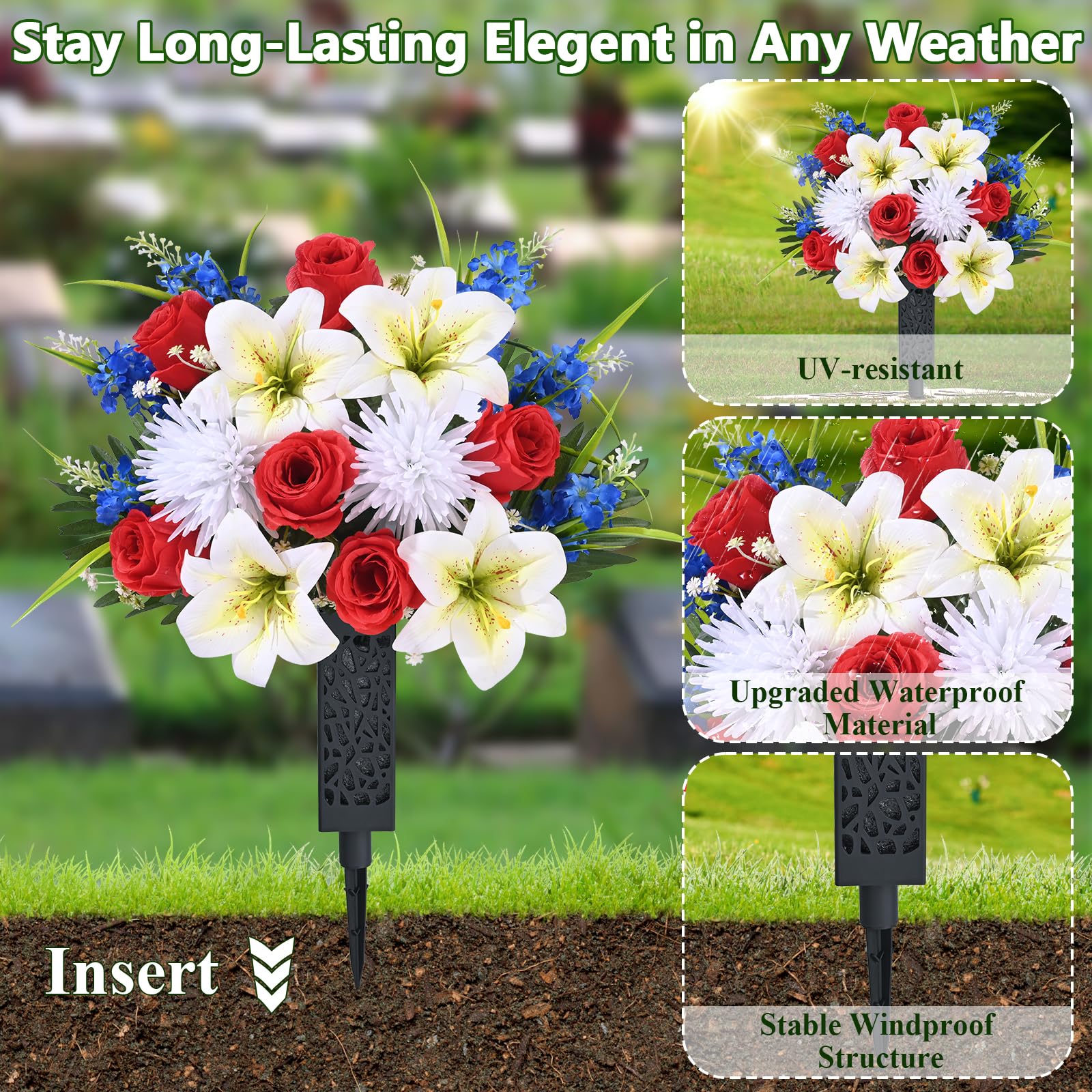 MARTINE MALL memorial-day arrangement sized 26 inches by 14 inches.