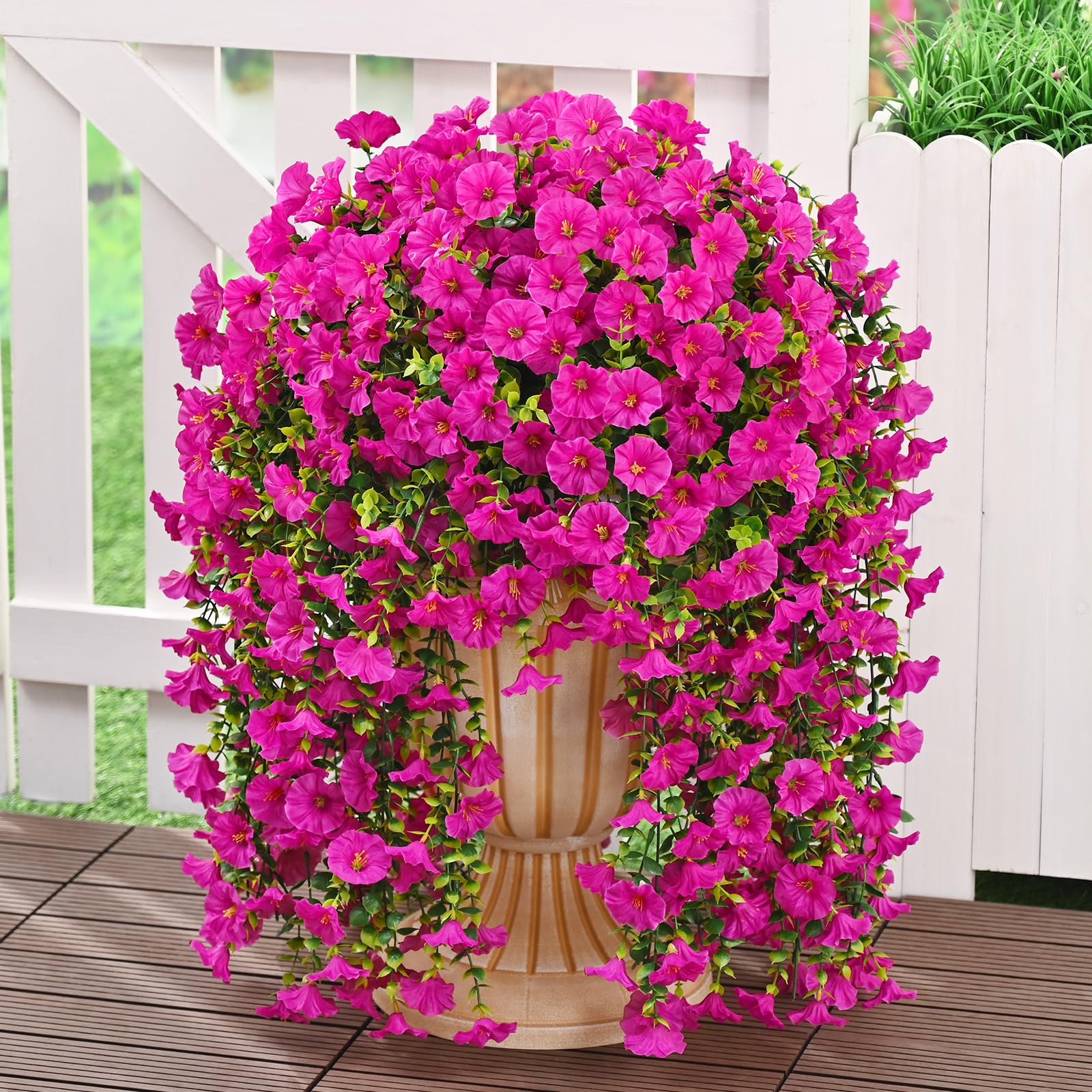 MARTINE MALL outdoor artificial flowers with 16 stems create a lush 27.6-inch bouquet for outdoor decor.