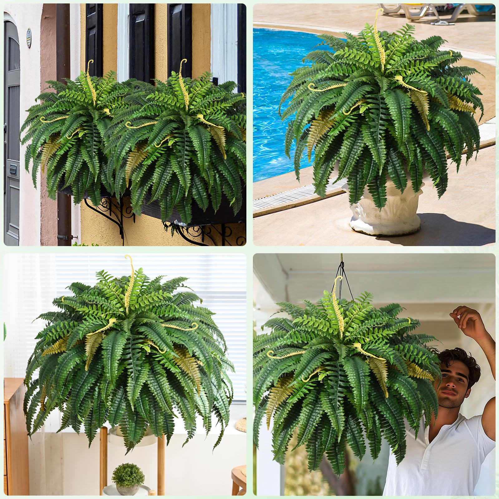 Martine Mall large 48-inch fern suitable for poolside or patio.