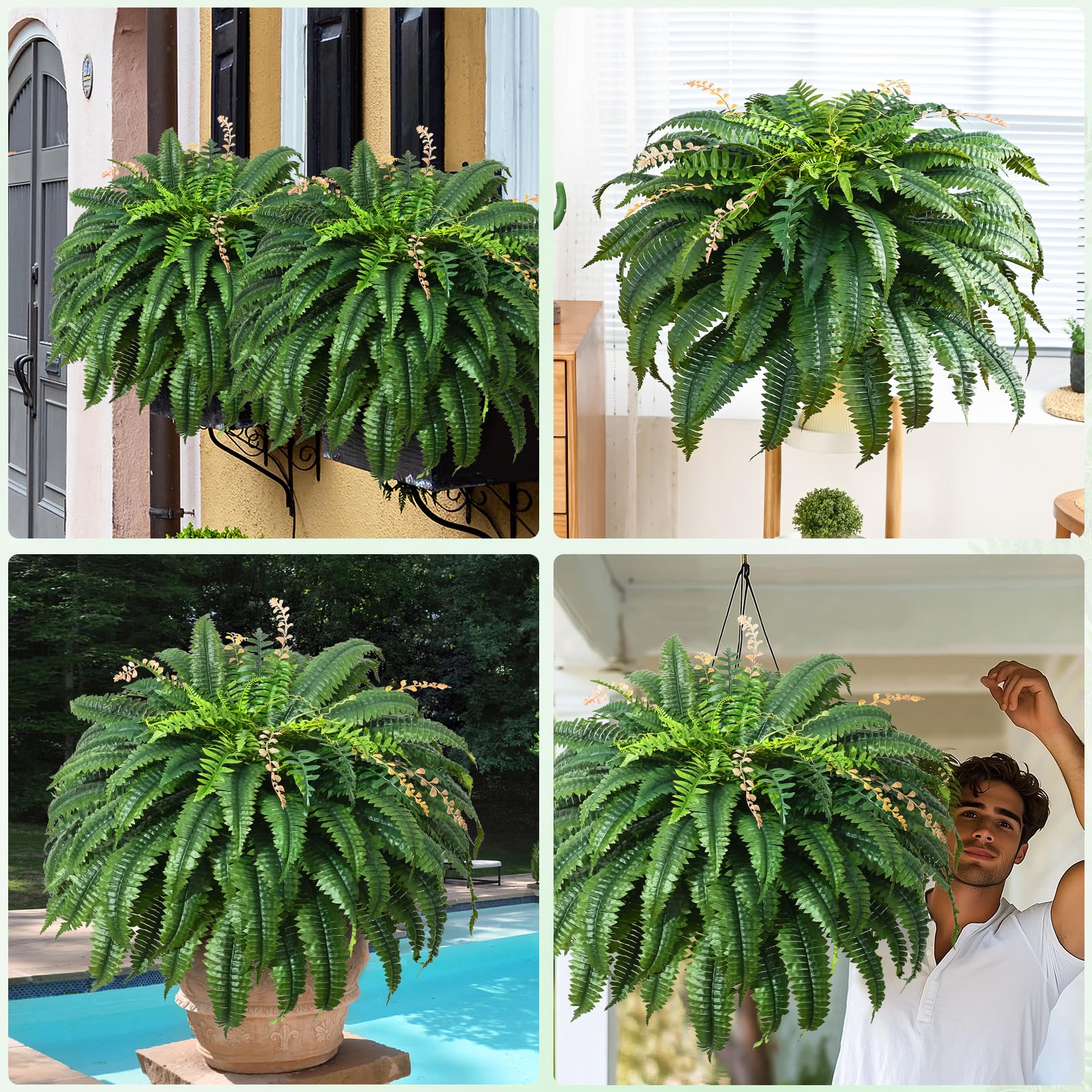 MARTINE MALL porch garden fern arrangement boosts curb appeal.