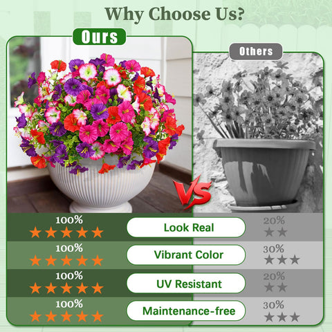 Martine Mall UV-resistant silk petunia flowers withstand sun exposure.