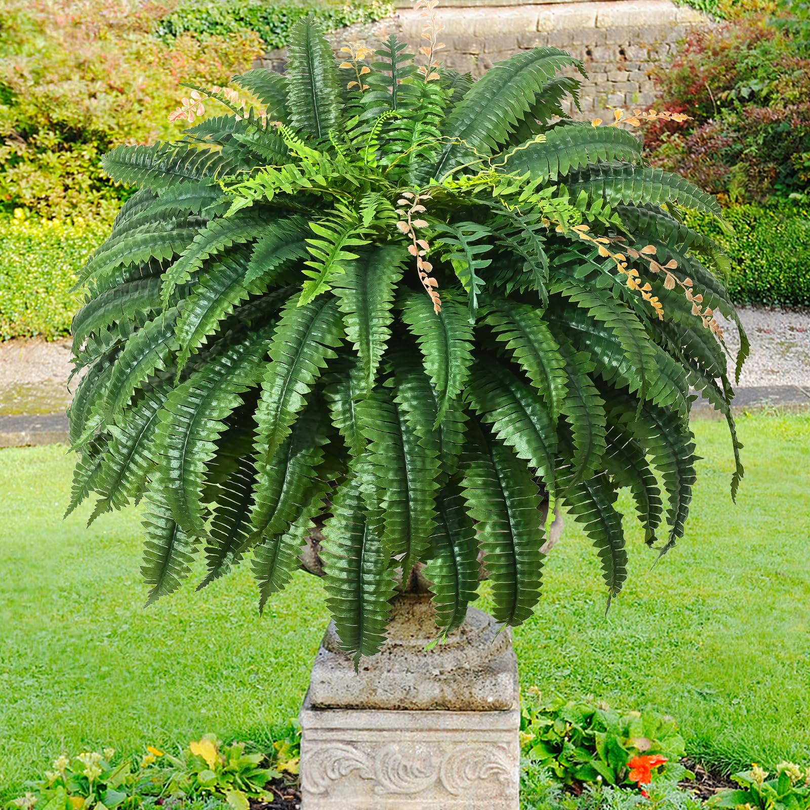 MARTINE MALL weatherproof fern suitable for year-round outdoor use.