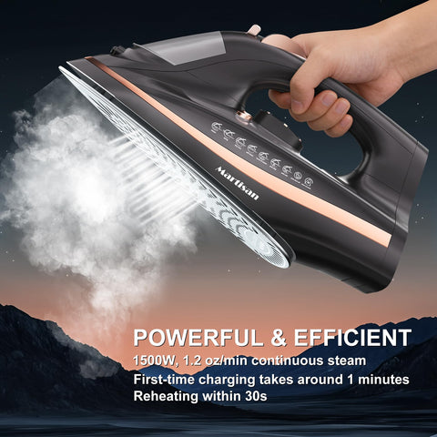 Martisan cordless iron rapid heat for quicker ironing sessions.