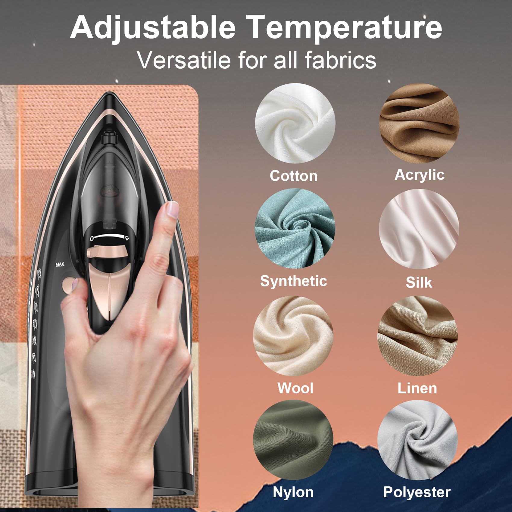 Martisan ceramic soleplate and even steam distribution for efficient ironing.