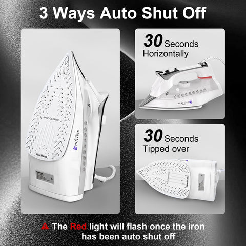 Martisan steam iron vertical steam mode for hanging garments.