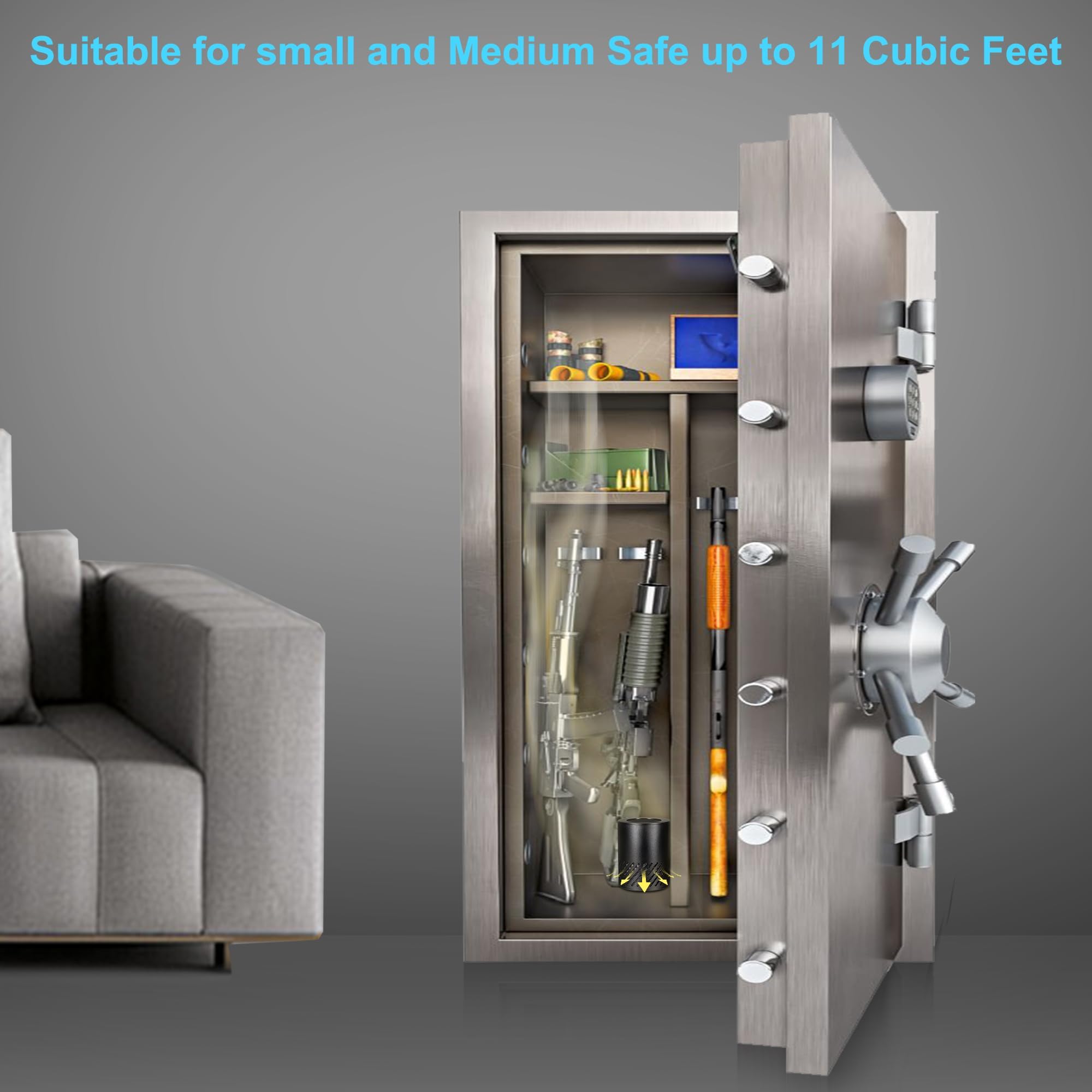 Martronic gun safe dehumidifier compact-dimension fits 3.5 to 11 cu ft safes