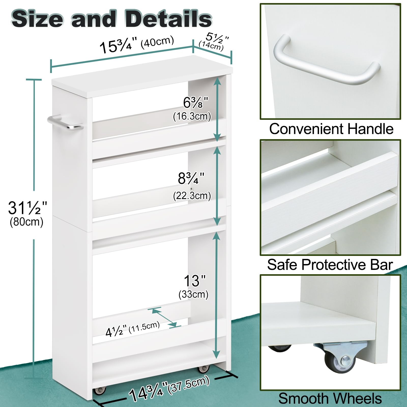 MARTY slim storage cart assembly in a small apartment for versatile storage.