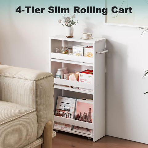 MARTY rolling organizer beside washer and dryer in laundry.