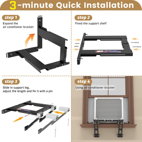Marudina window-ac-bracket-300-lbs-capacity indicates strong load handling.