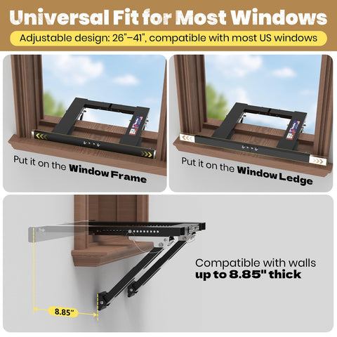 Marudina window-ac-bracket-wide-adjustment-26-41-in proves universal fit.