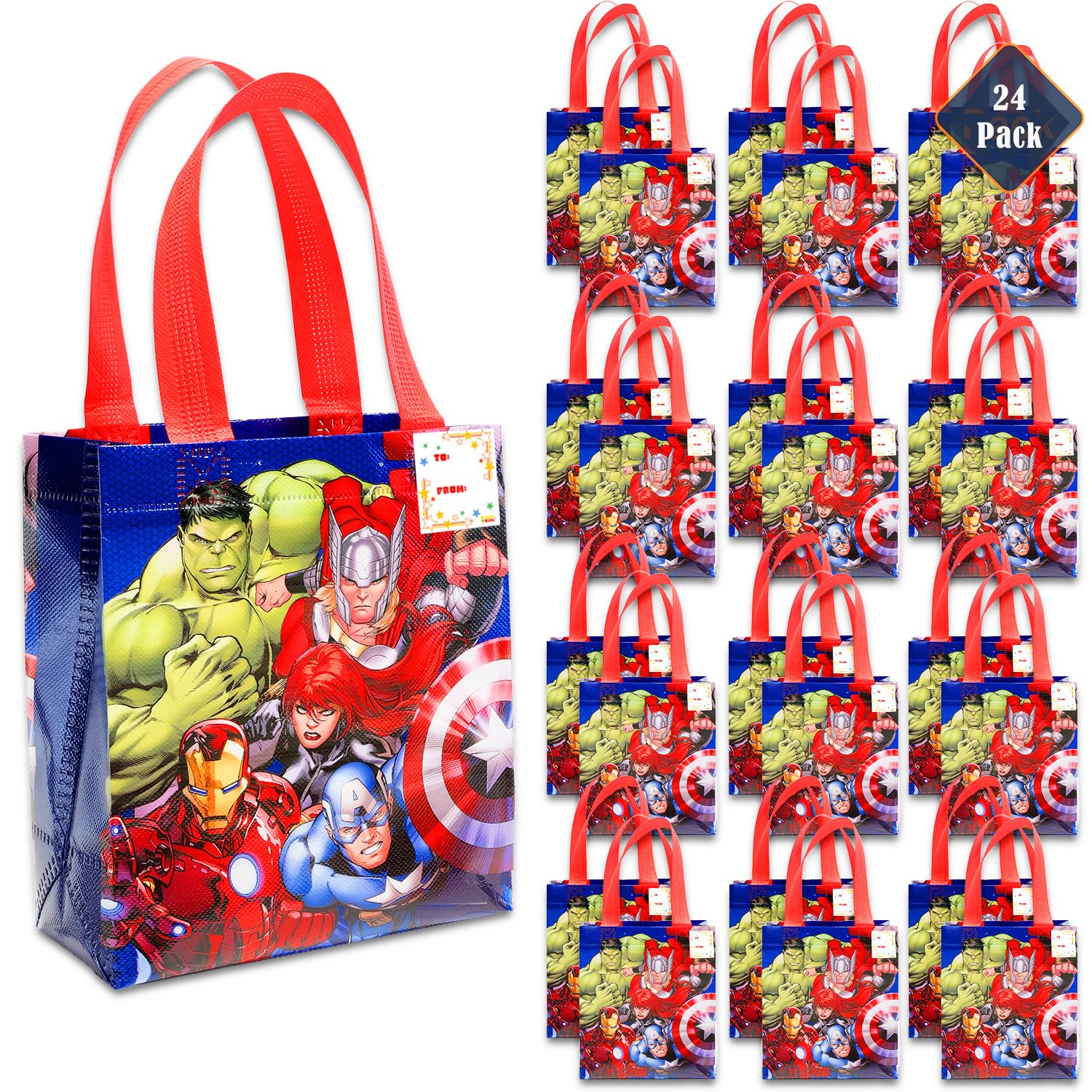 Marvel Avengers mini tote bag 8in featuring superhero artwork for loot bags