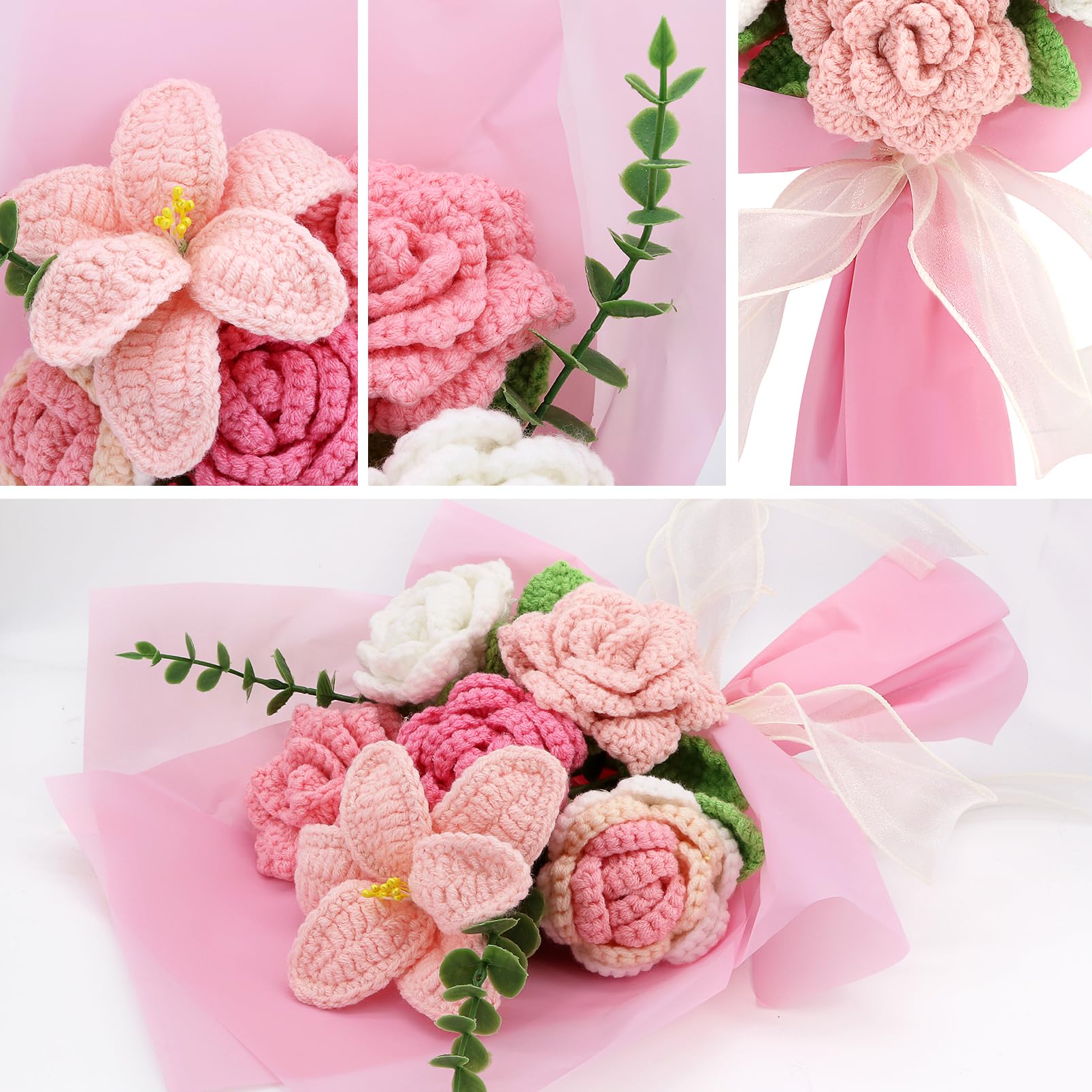 Marvogo crochet tulips soft pink, versatile centerpiece for any space.