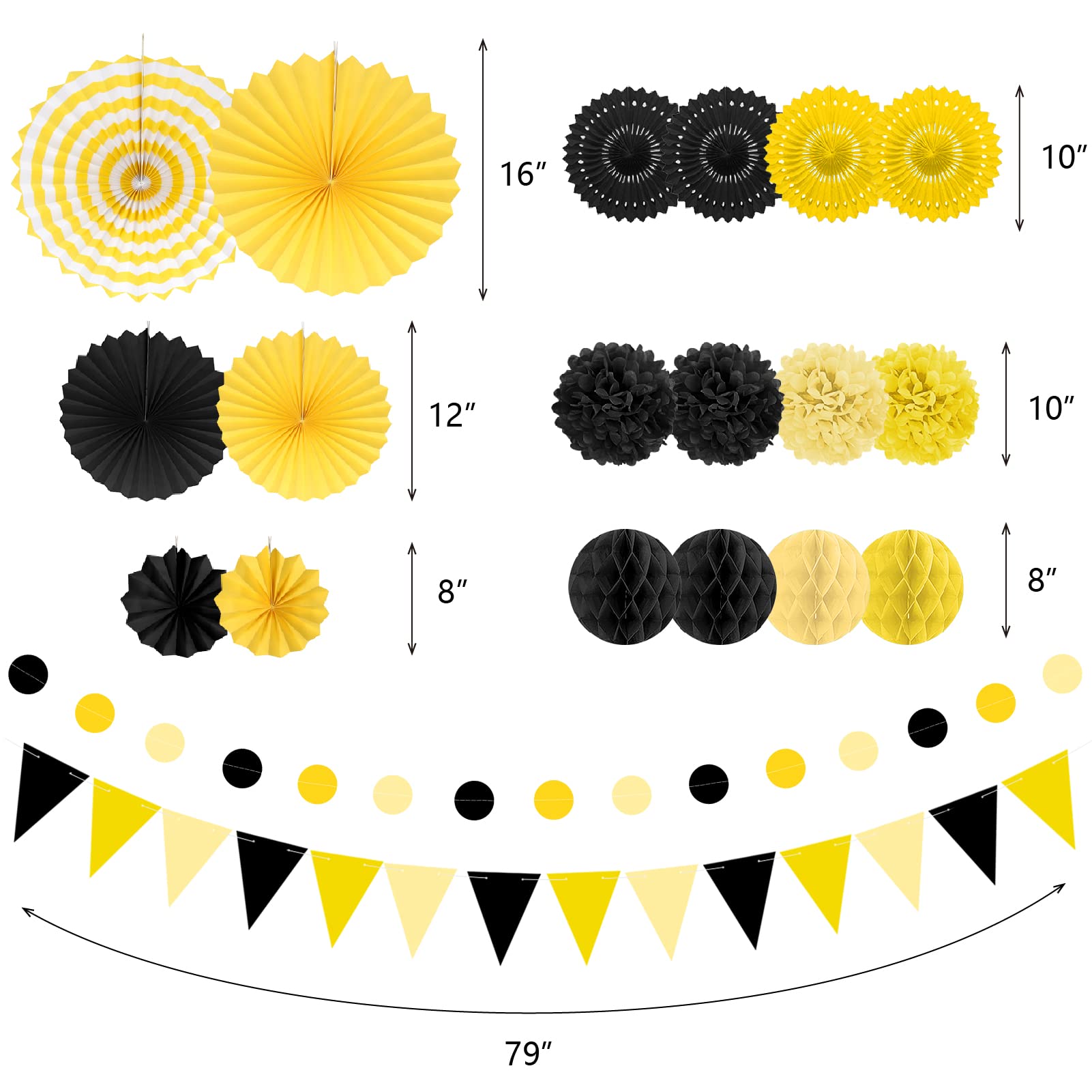 Marwey black-yellow honeycomb balls brighten ceilings with dimensional accents.