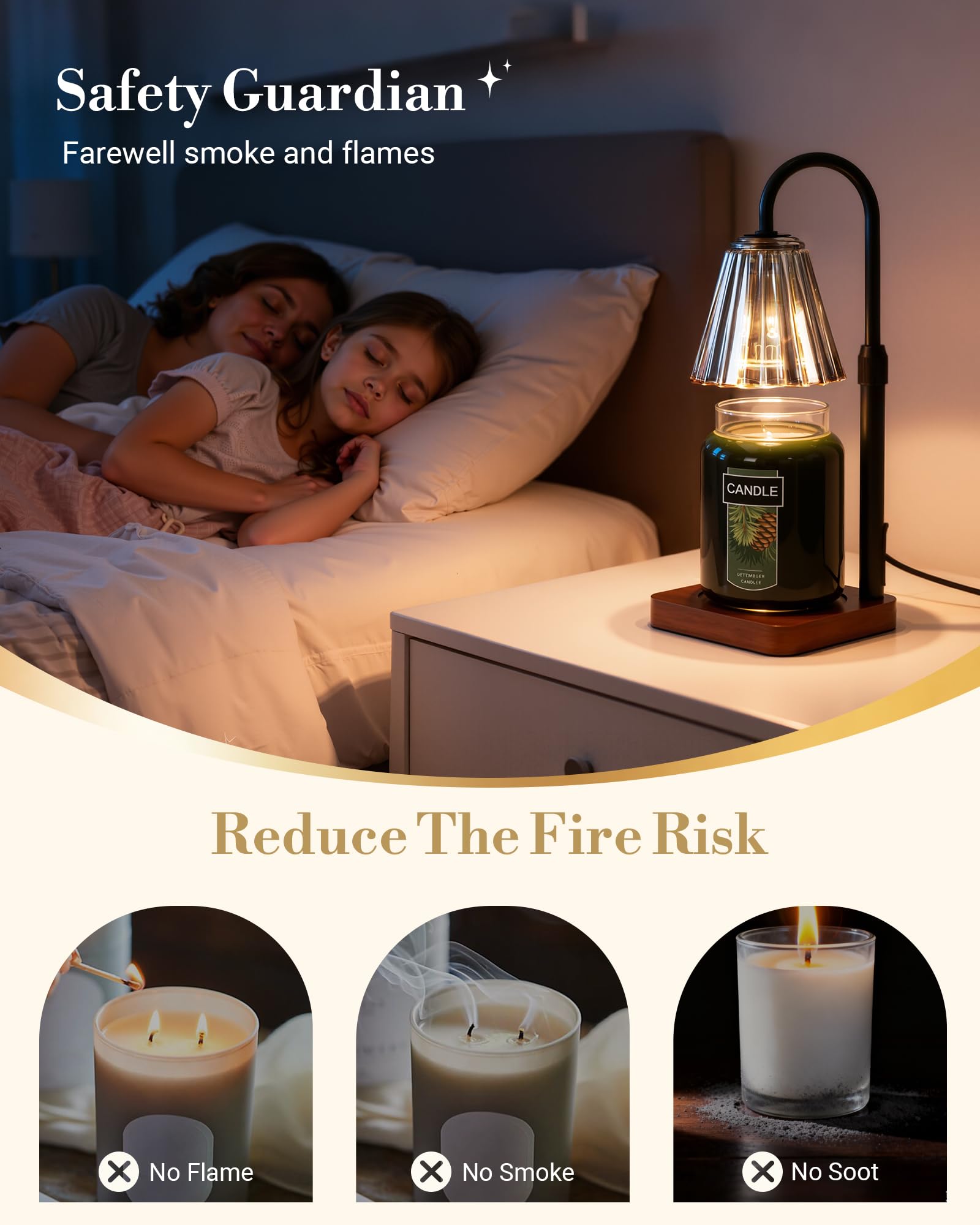 Marycele Candle Warmer Lamp dimmer and timer control for customizable scent intensity.