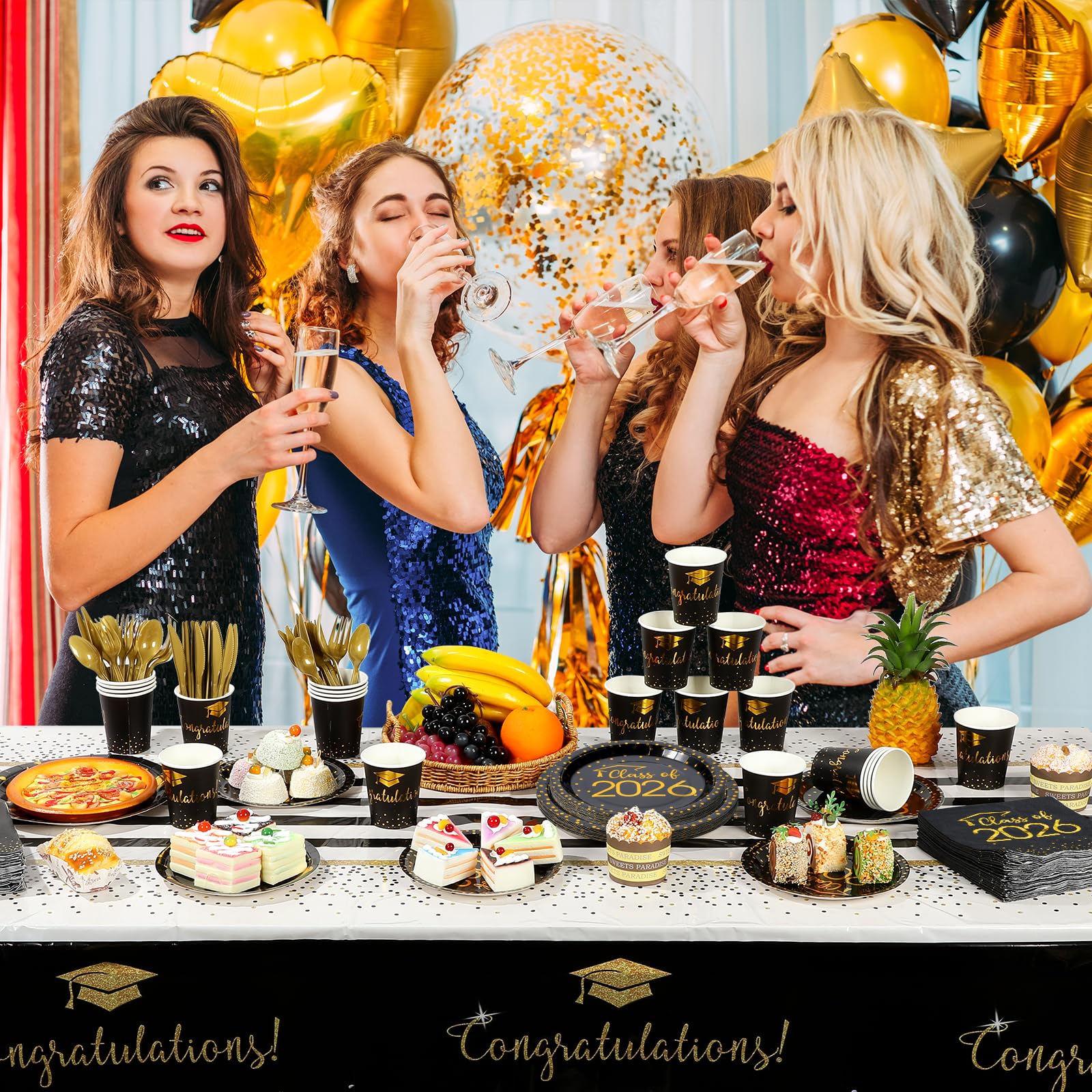 MASHAN black-gold theme to boost party ambiance and simplify cleanup