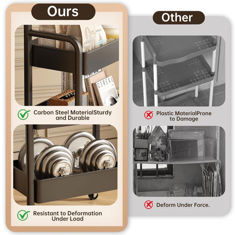 MASHART rolling cart with industrial steel frame and durable design