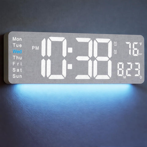 MASHI 2026 upgrade digital wall clock front view with fabric-texture face for warm decor