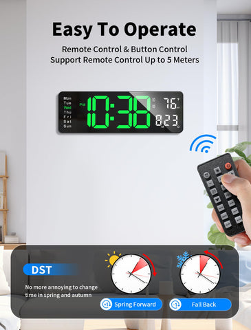 MASHI clock DST feature with long press minus button for time changes