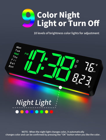 MASHI clock night light with RGB colors for cozy ambience